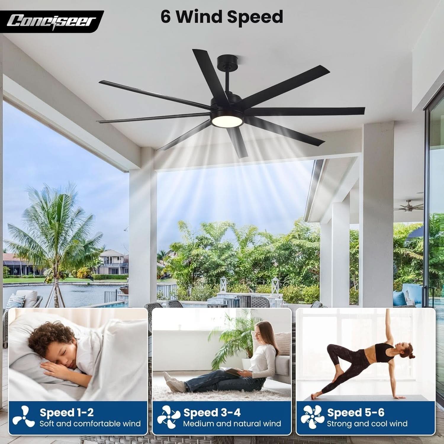 72 Inch Ceiling Fan DC Motor High Performance Quiet
