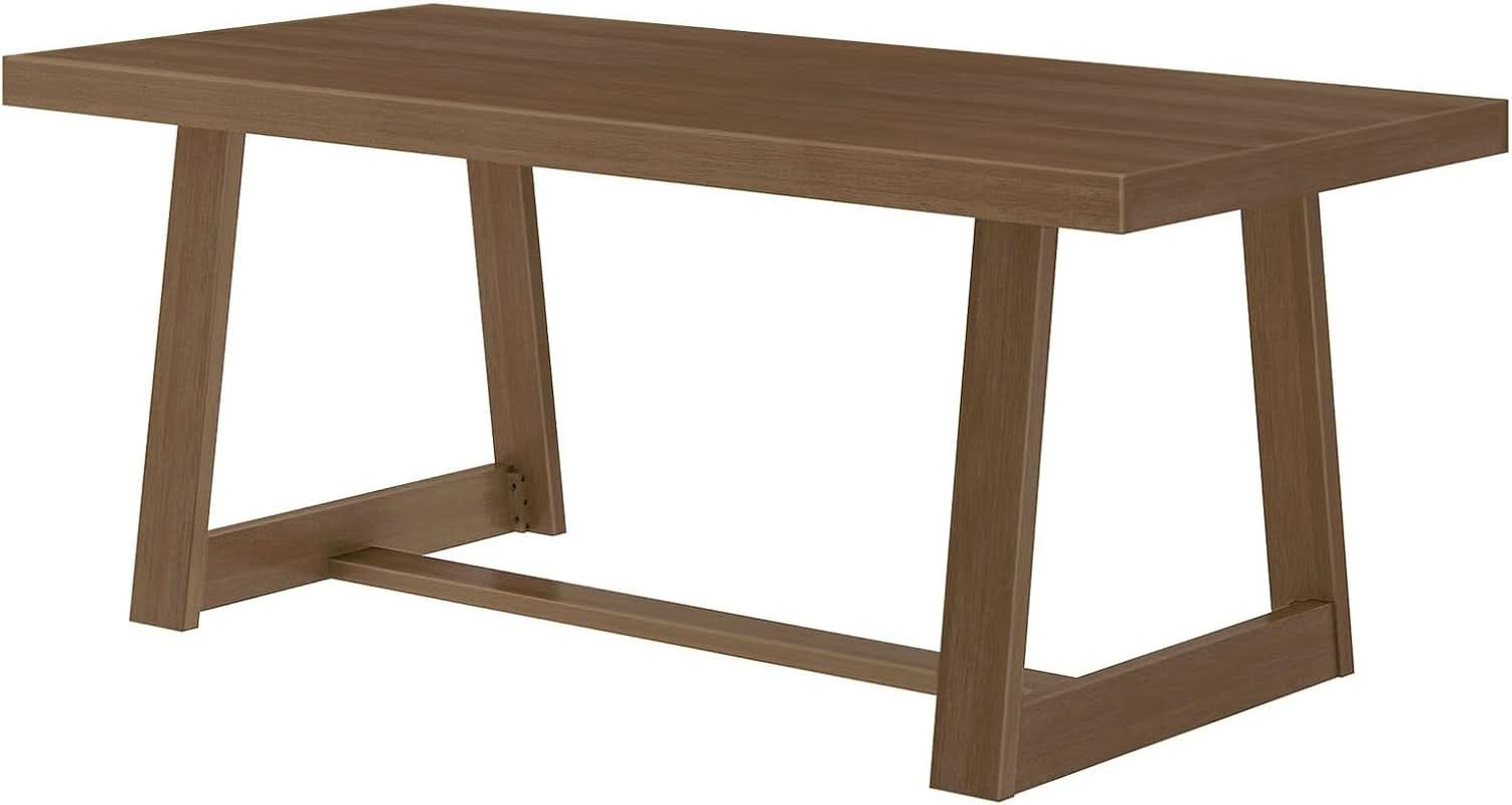 72 Inch Farmhouse Dining Table Solid Wood Rustic Kitchen Table Pecan Wirebrush