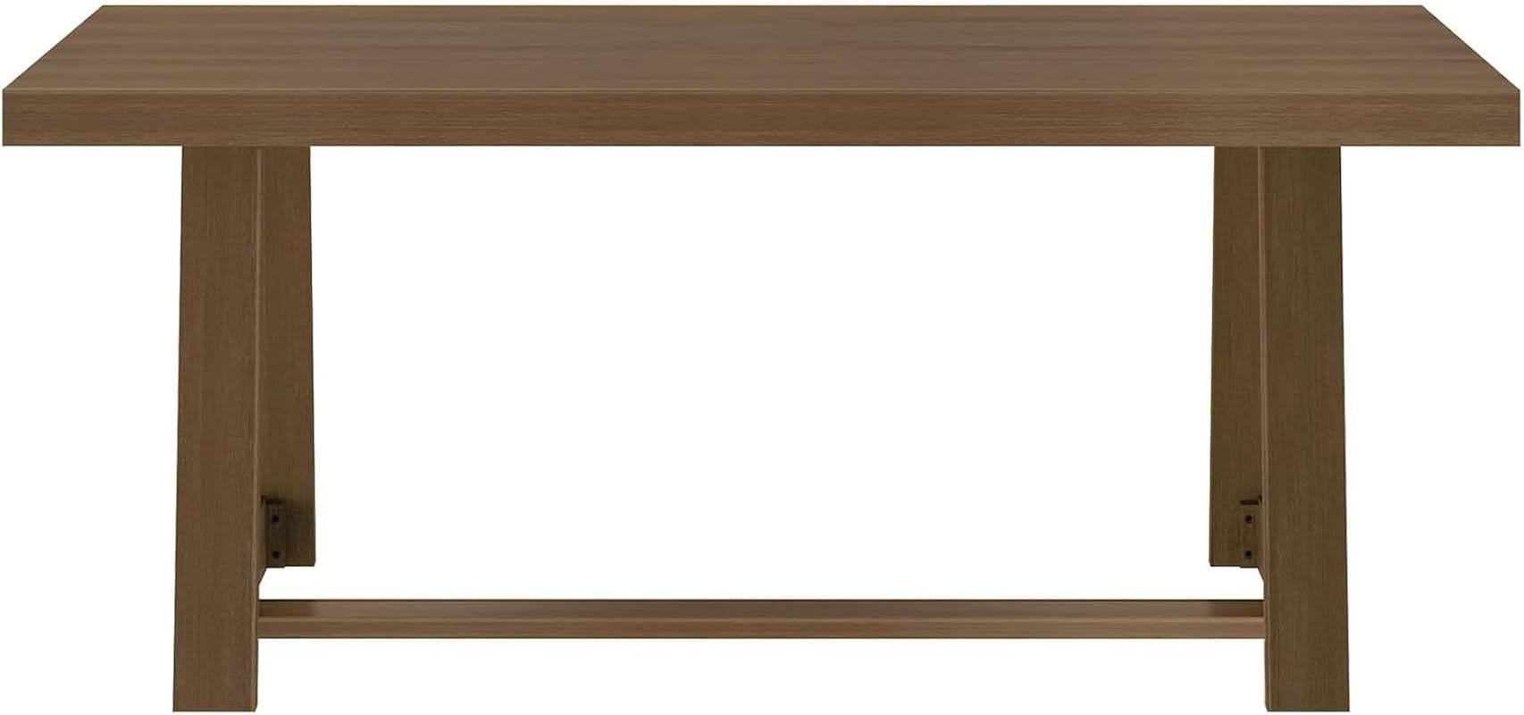 72 Inch Farmhouse Dining Table Solid Wood Rustic Kitchen Table Pecan Wirebrush