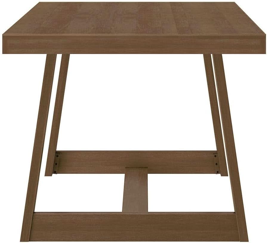 72 Inch Farmhouse Dining Table Solid Wood Rustic Kitchen Table Pecan Wirebrush
