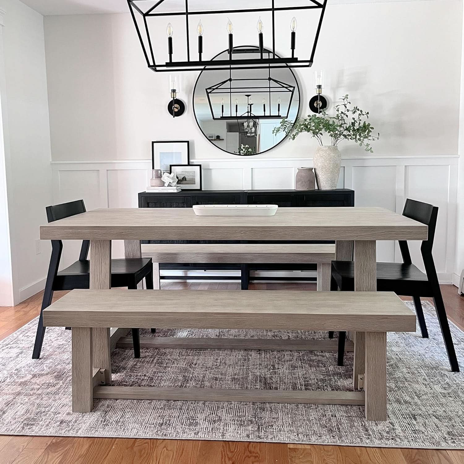 72 Inch Farmhouse Solid Wood Dining Table Rectangular Kitchen Table
