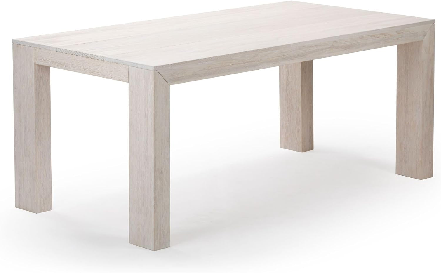 72 Inch Modern Wood Dining Table White Sand Wirebrush Finish