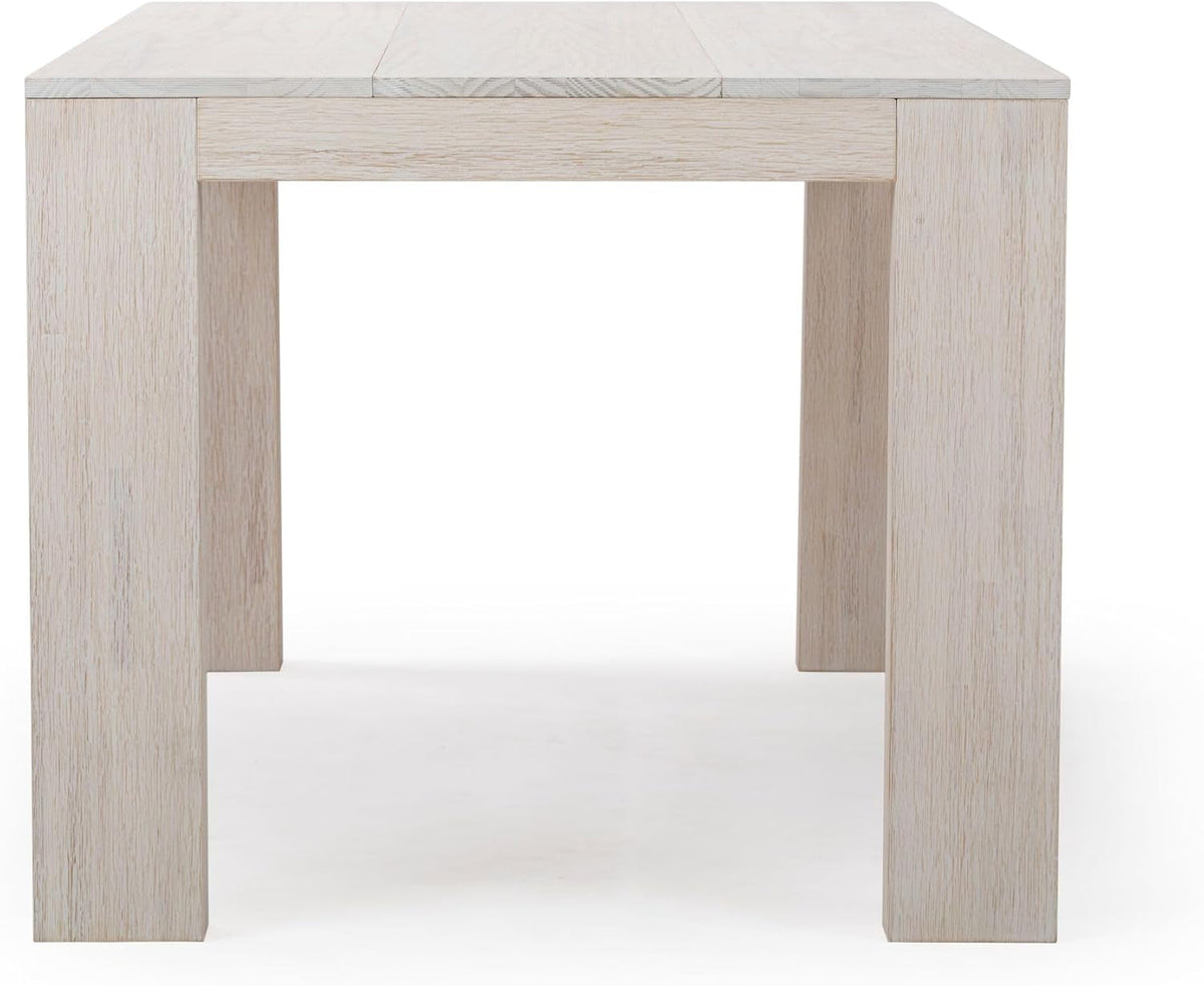 72 Inch Modern Wood Dining Table White Sand Wirebrush Finish