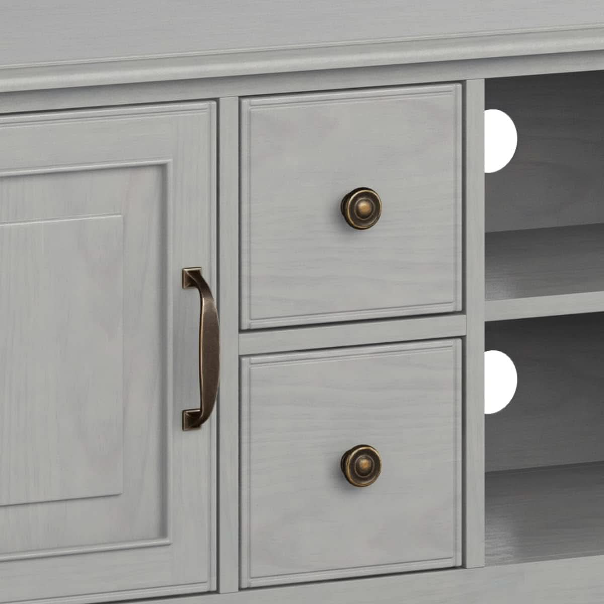 72 Inch Solid Wood TV Stand Fog Grey Up To 80 Inches