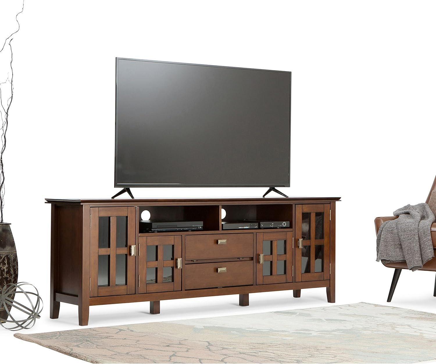 72 Inch Solid Wood TV Stand For 80 Inch TVs With Storage