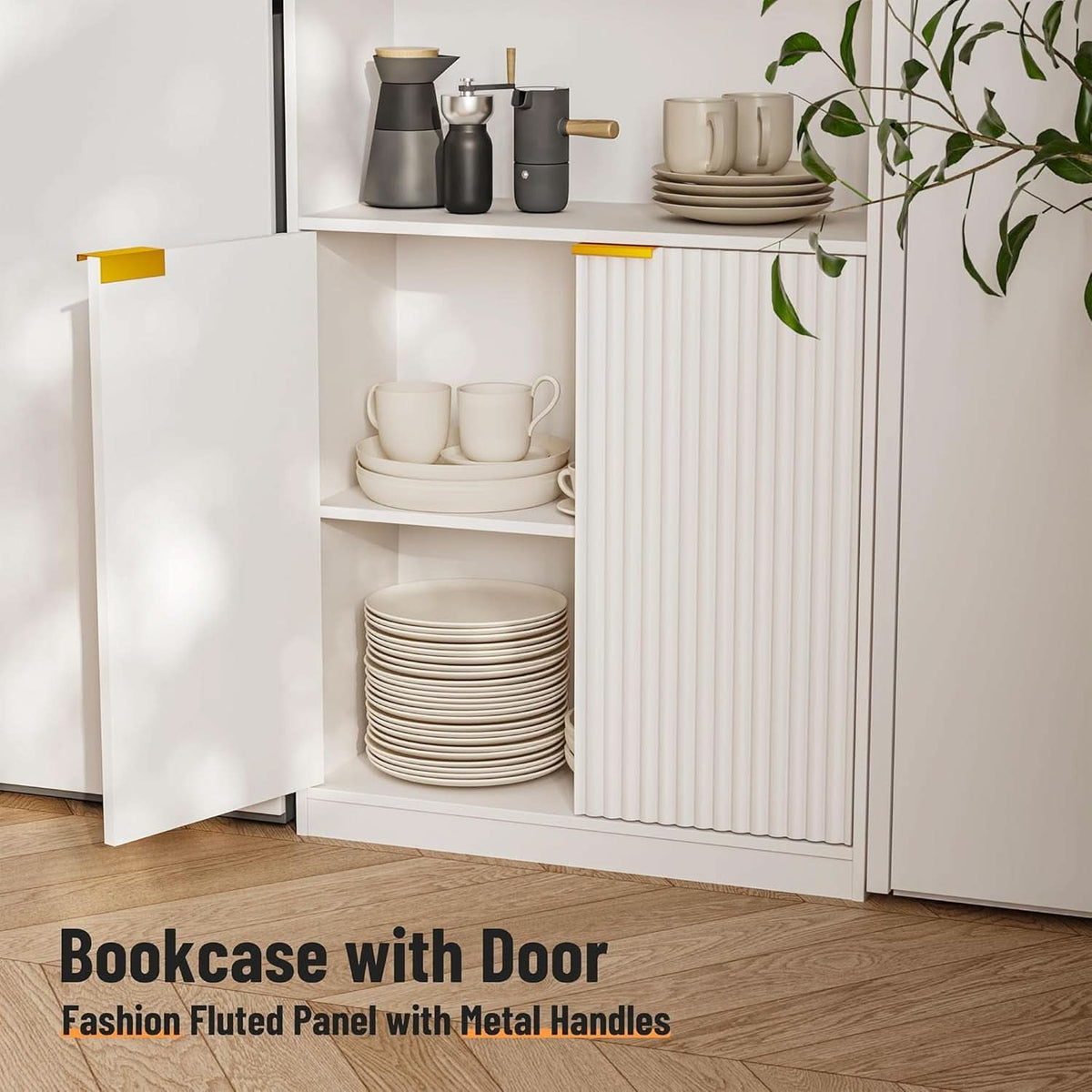 72 Inch Tall Bookcase With Doors 7 Tier Storage Enclosed Cabinets