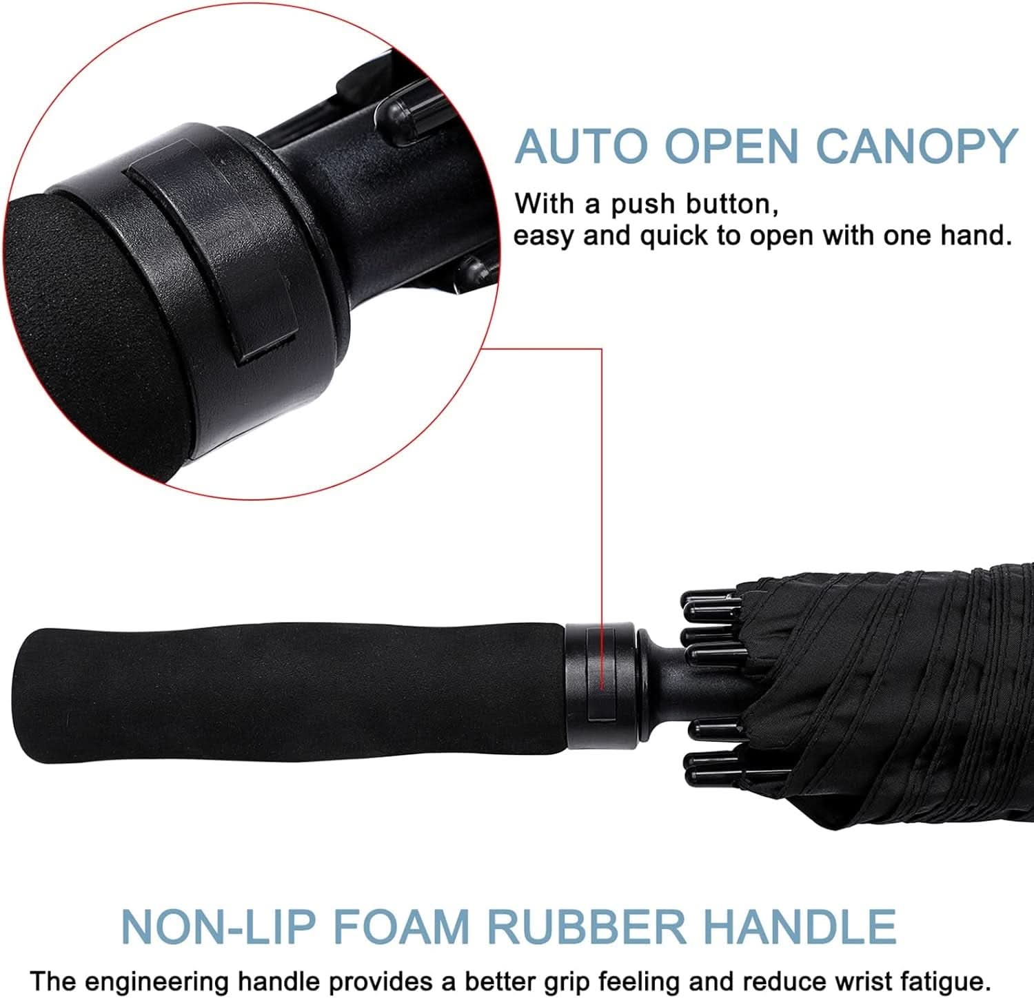 72 Inch Windproof Golf Umbrella Auto Open Double Canopy
