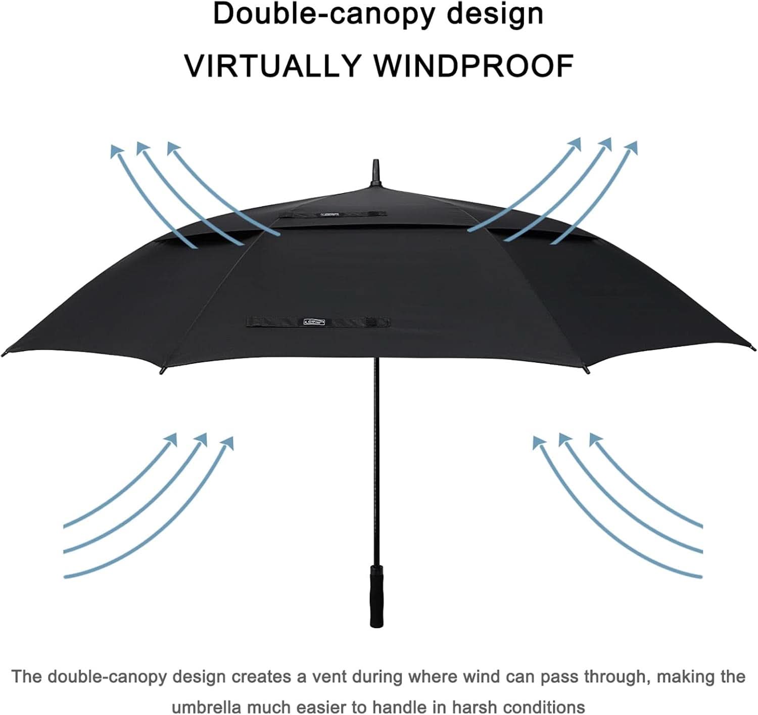 72 Inch Windproof Golf Umbrella Auto Open Double Canopy