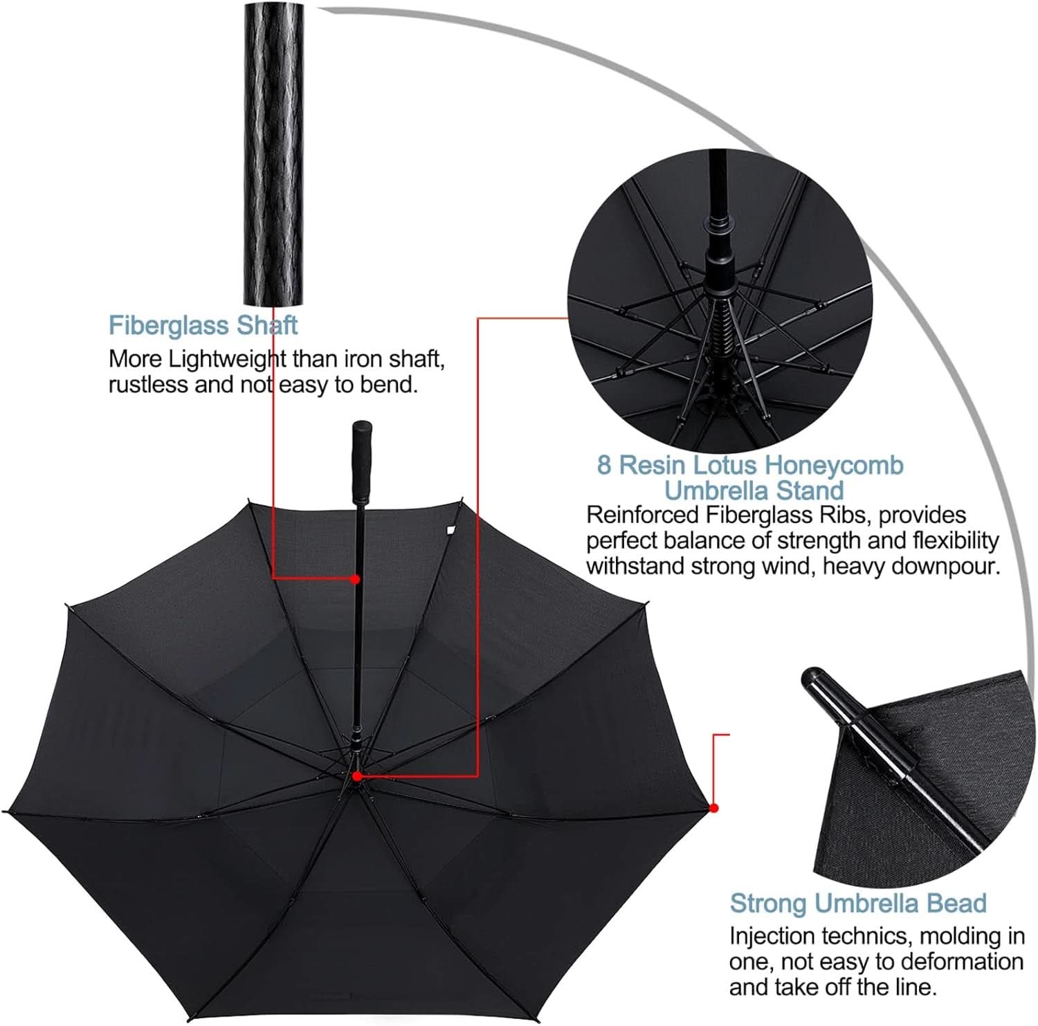72 Inch Windproof Golf Umbrella Auto Open Double Canopy