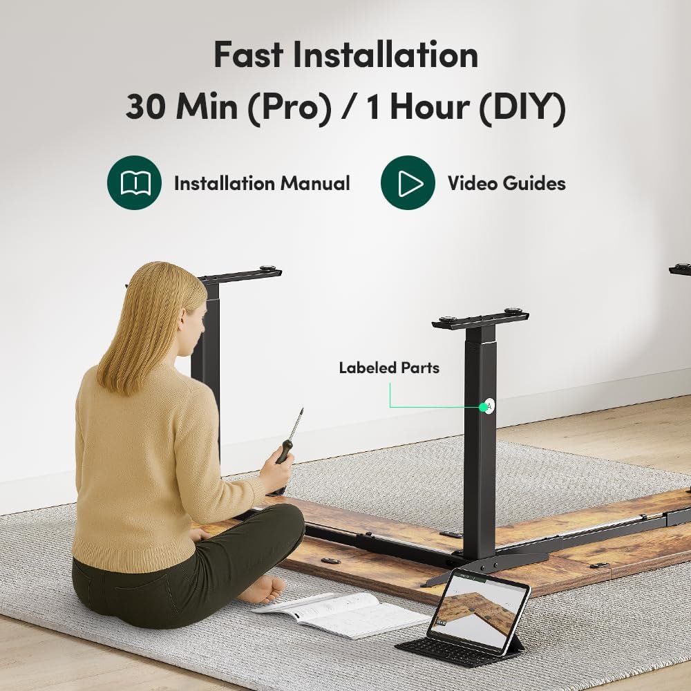 75 Inch L Shaped Standing Desk Electric Height Adjustable