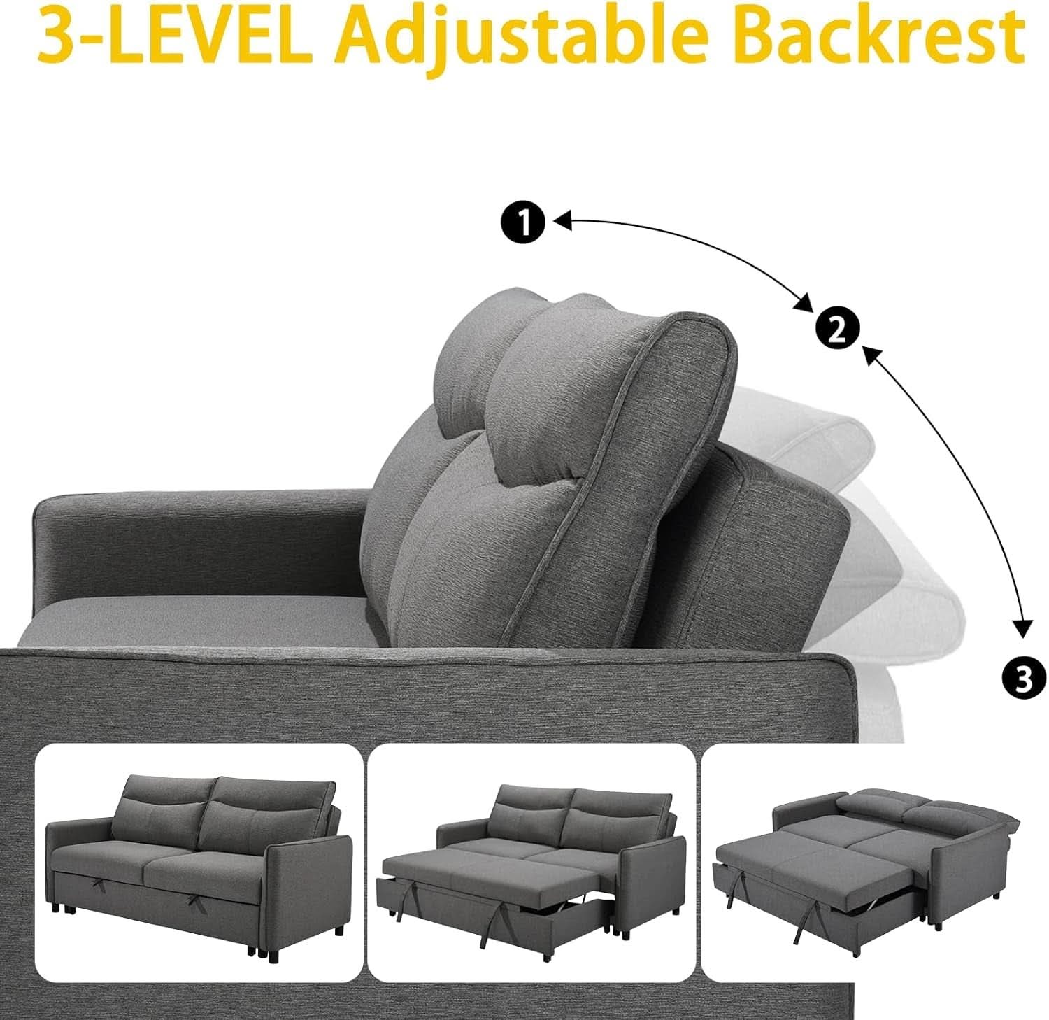 75 Inch Queen Size Convertible Sleeper Sofa Bed