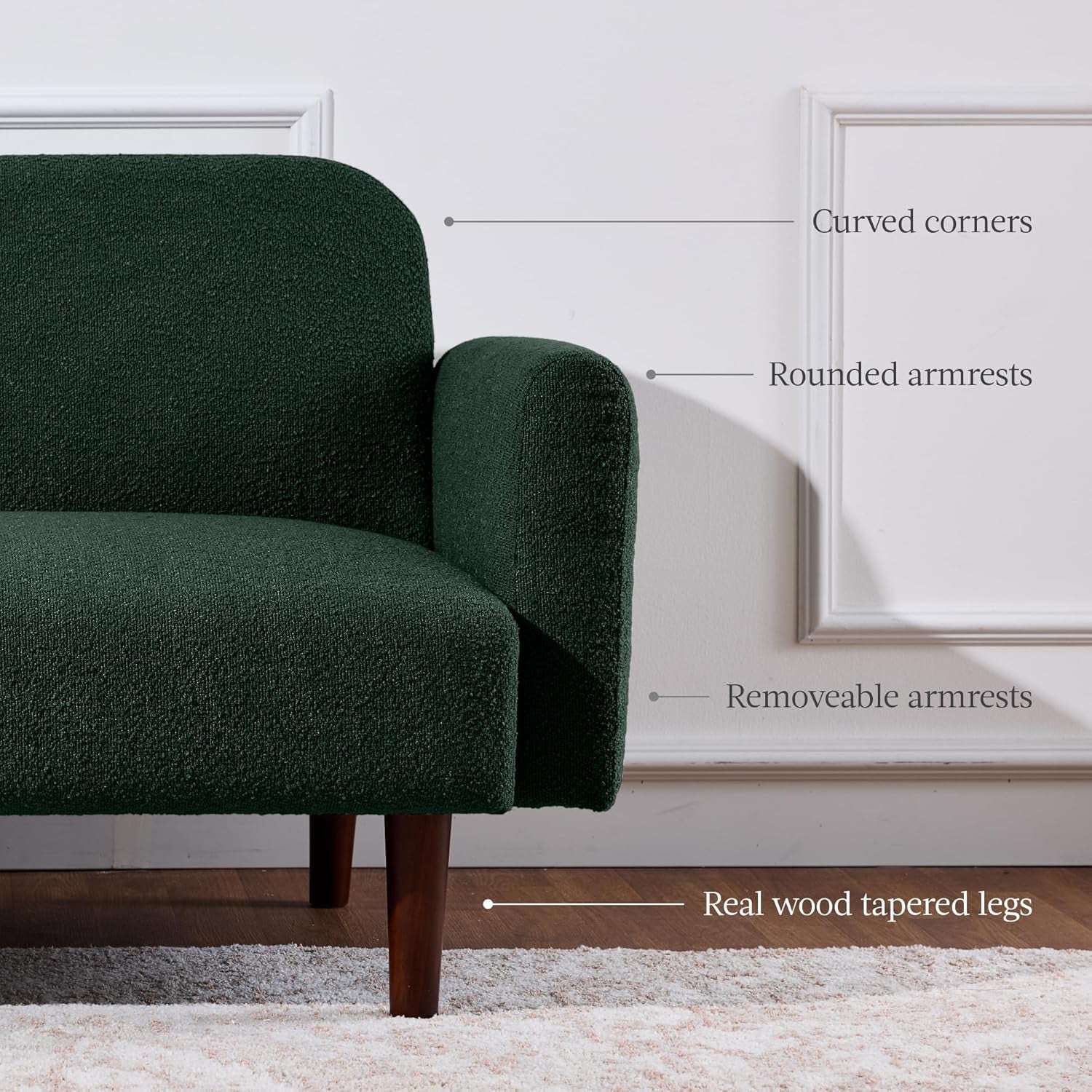 77 Inch Mid Century Boucle Loveseat Convertible Sleeper