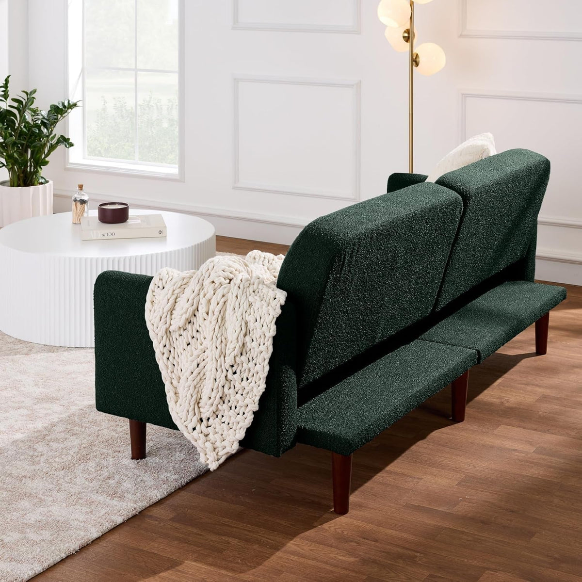 77 Inch Mid Century Boucle Loveseat Convertible Sleeper