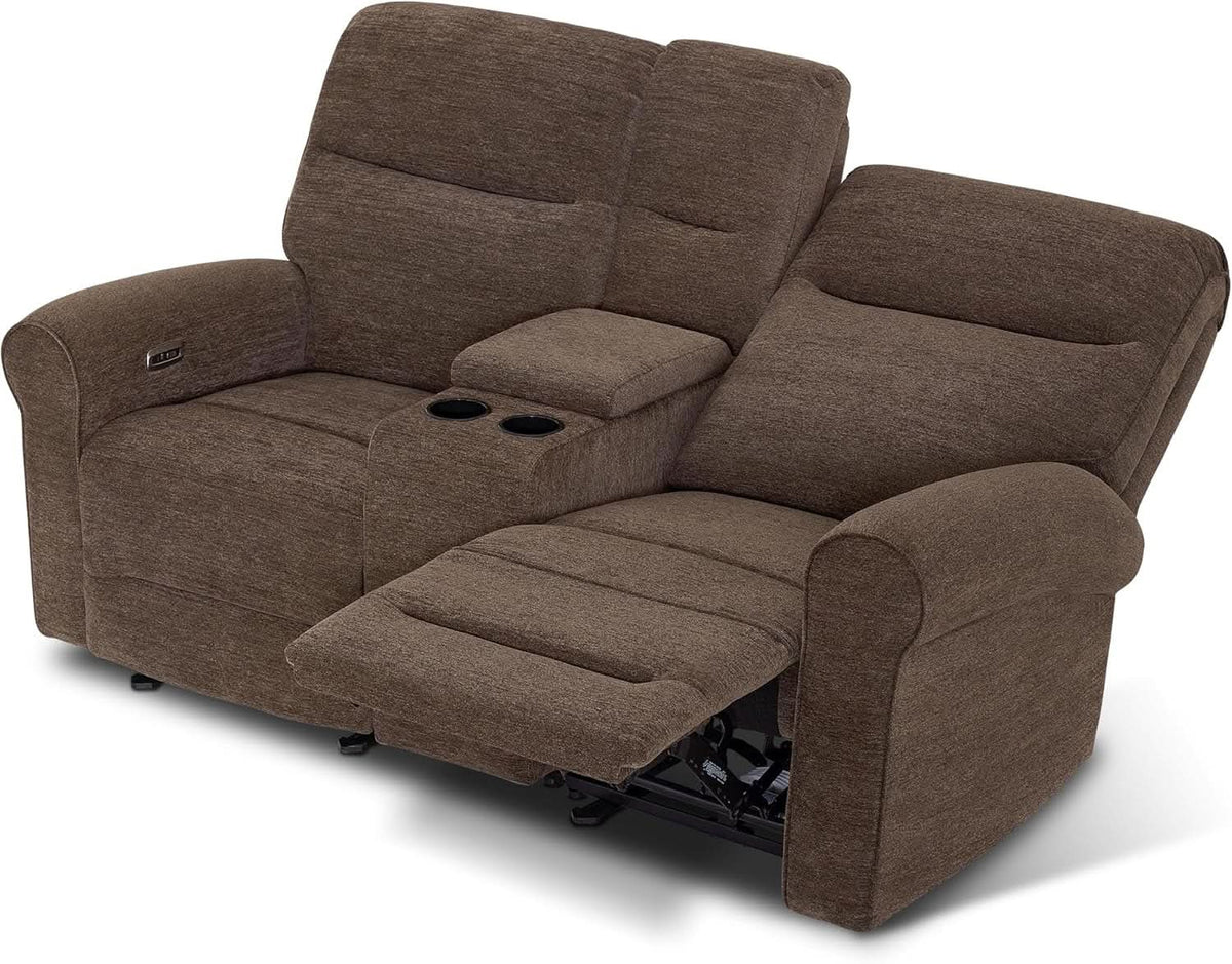 78 Inch Wall Hugger Power Loveseat USB Ports Dark Brown
