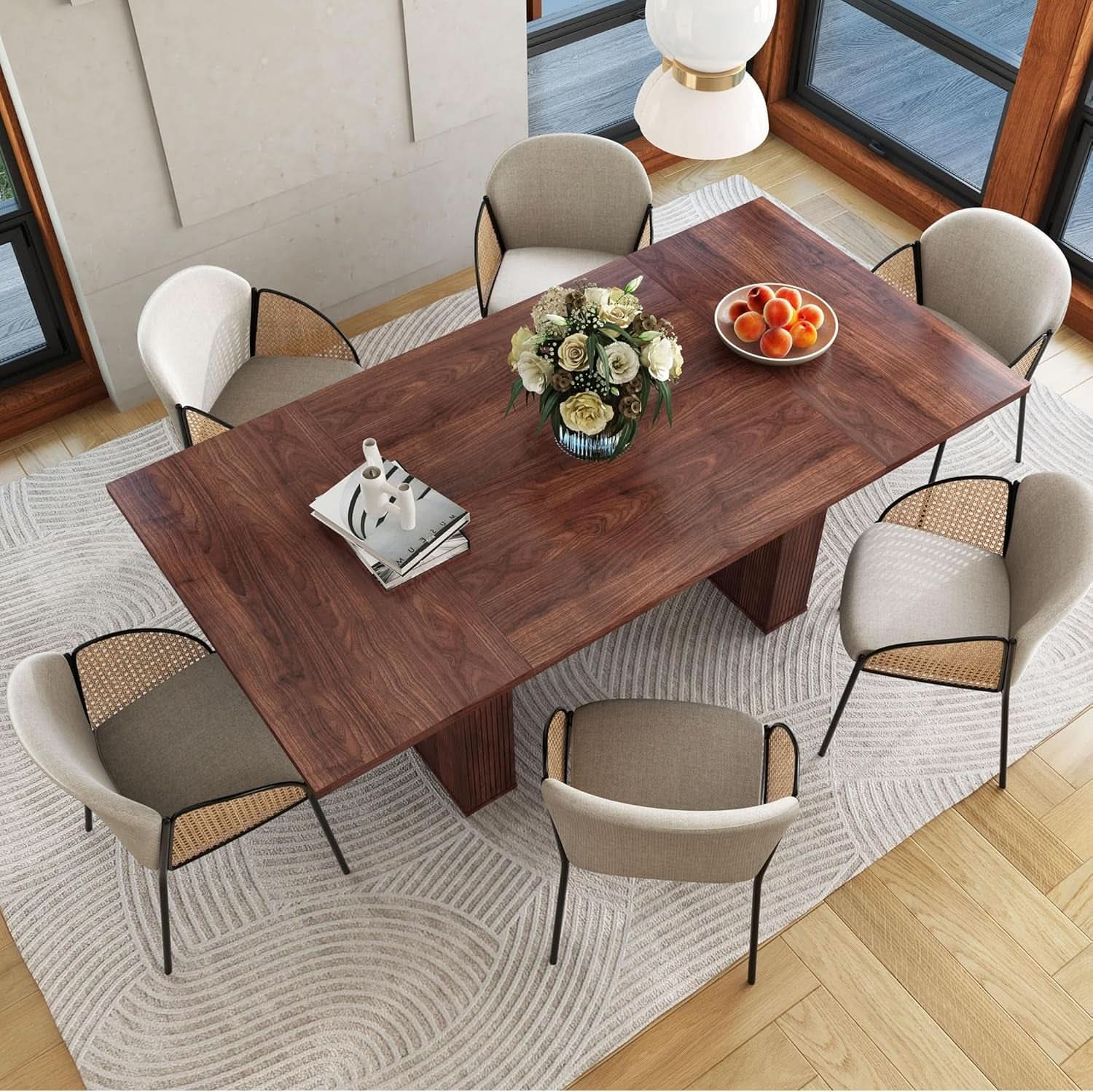 78 Inch Walnut Dining Table Modern Farmhouse Rectangular