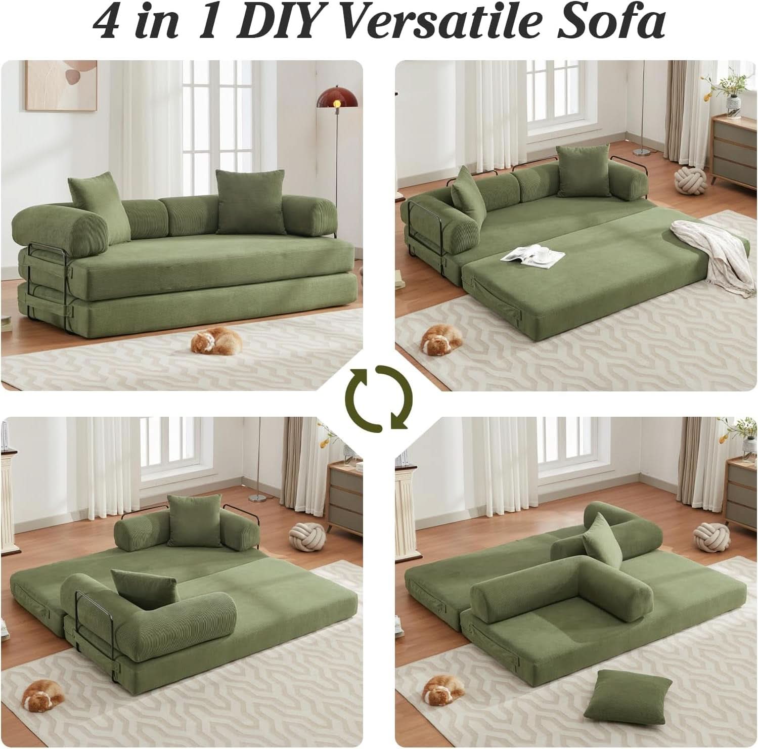 78.5 Inch Convertible Folding Sofa Bed with Versatility