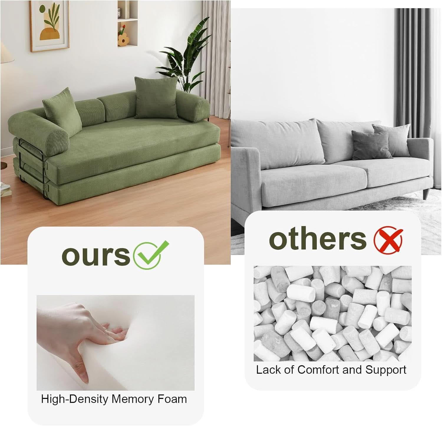 78.5 Inch Convertible Folding Sofa Bed with Versatility