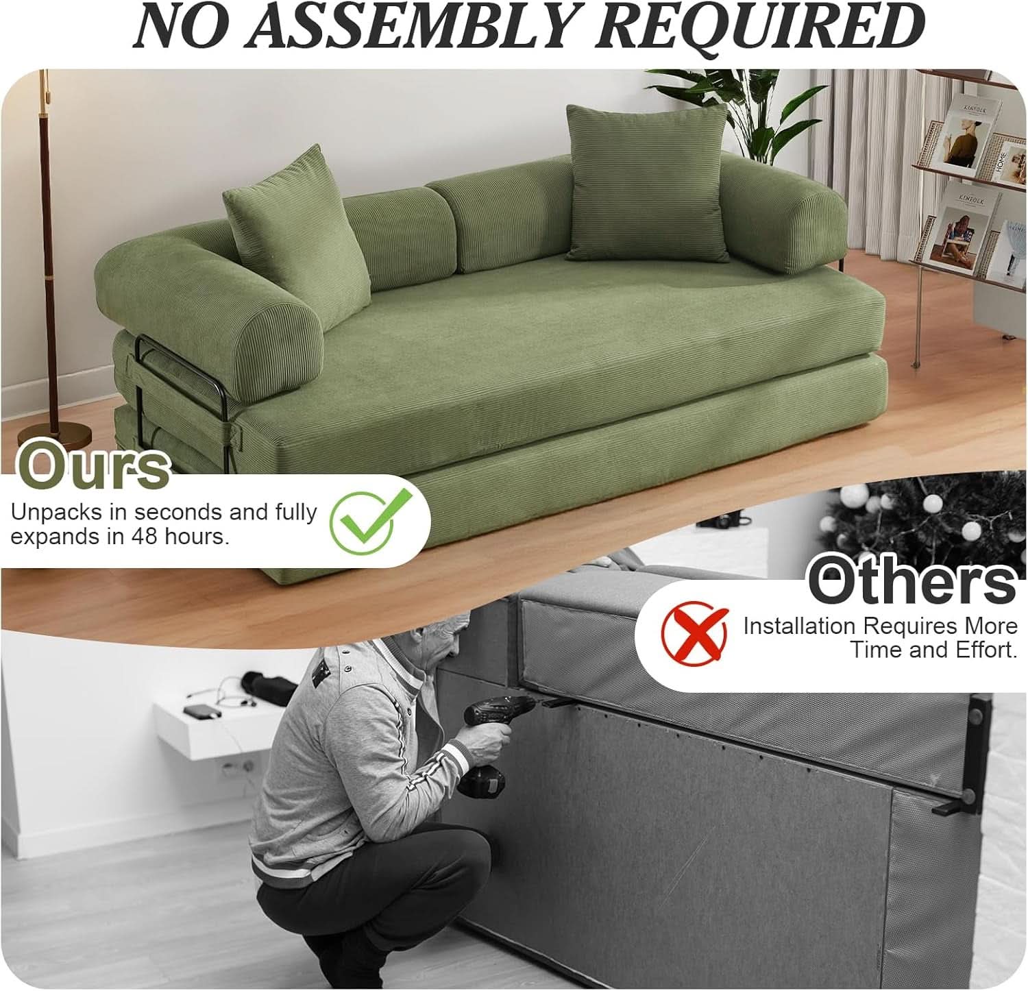 78.5 Inch Convertible Folding Sofa Bed with Versatility