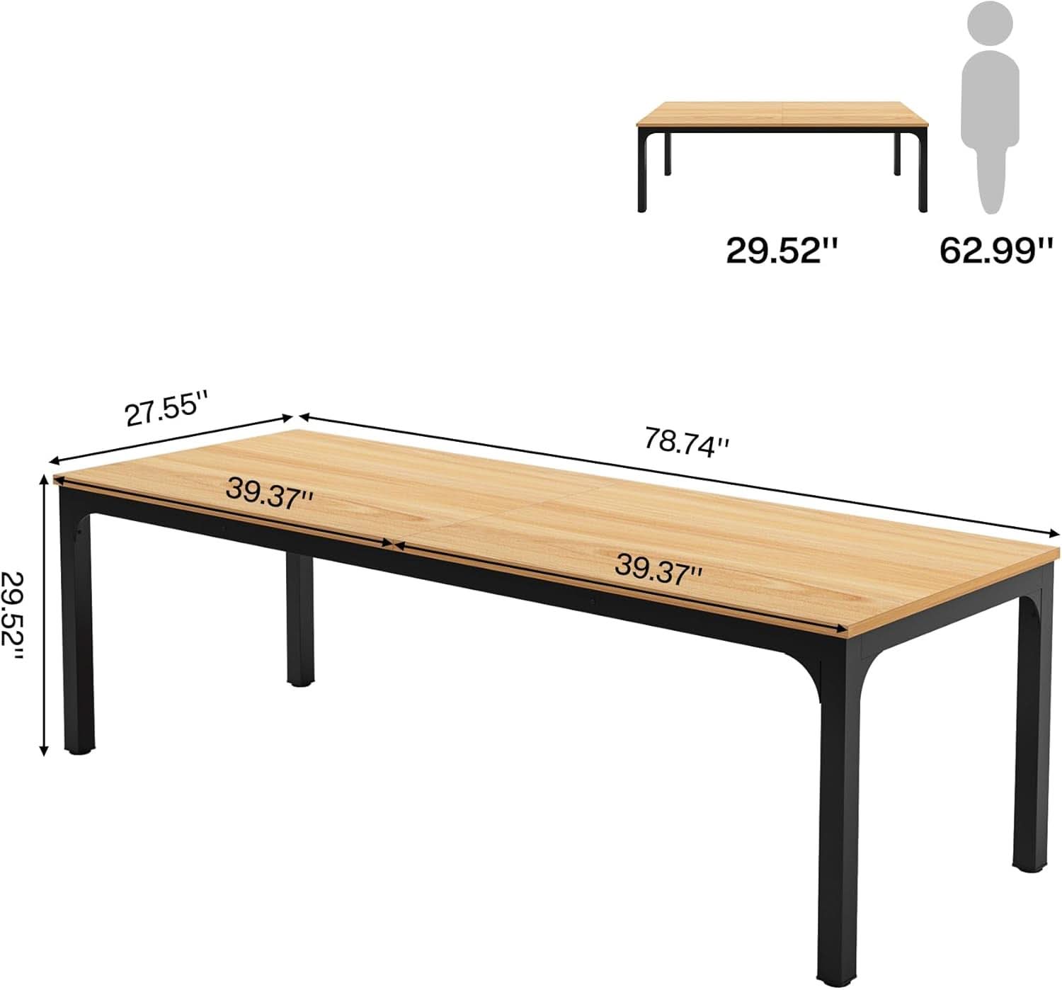 78.7 Inch Extra Long Dual Workstation Desk For Two