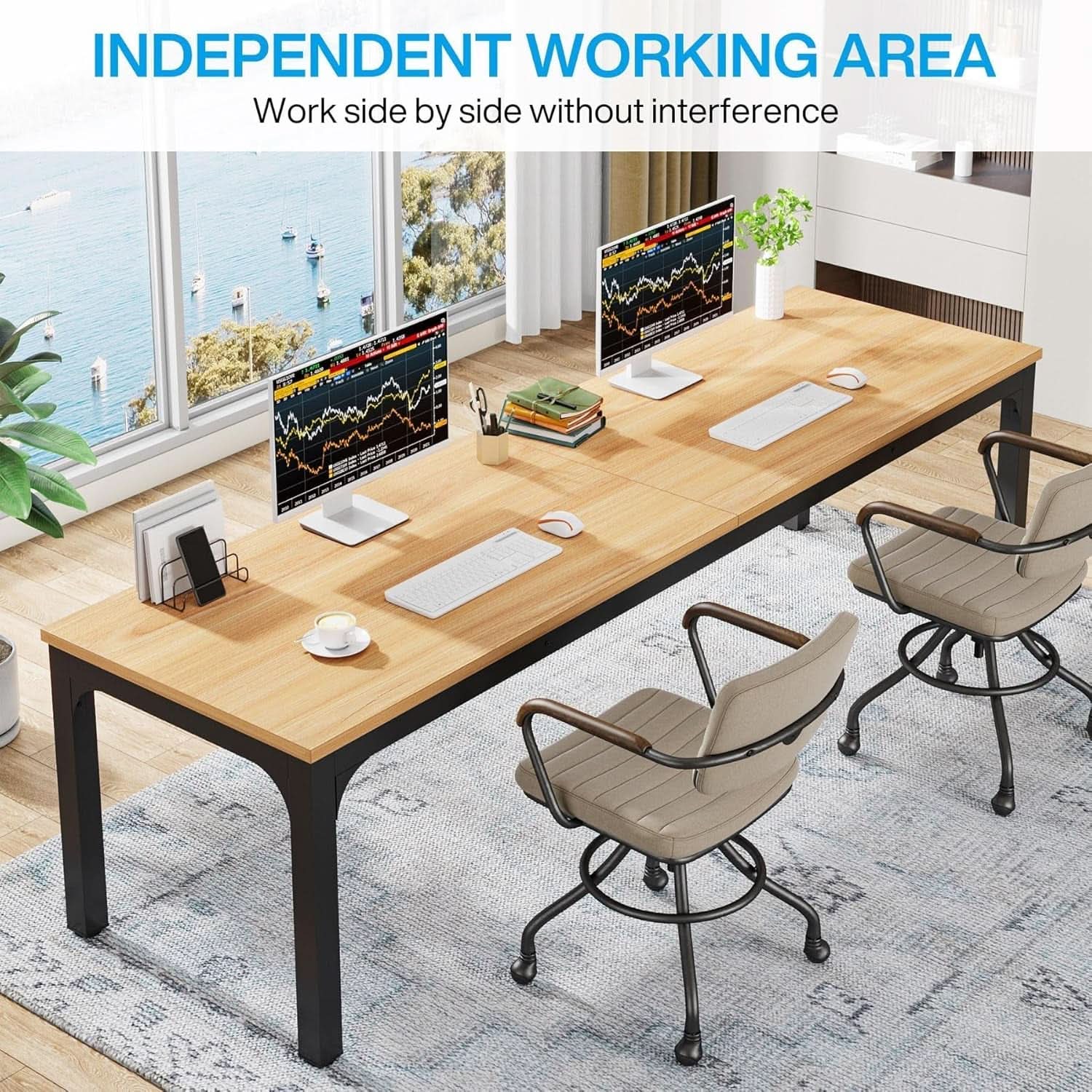 78.7 Inch Extra Long Dual Workstation Desk For Two