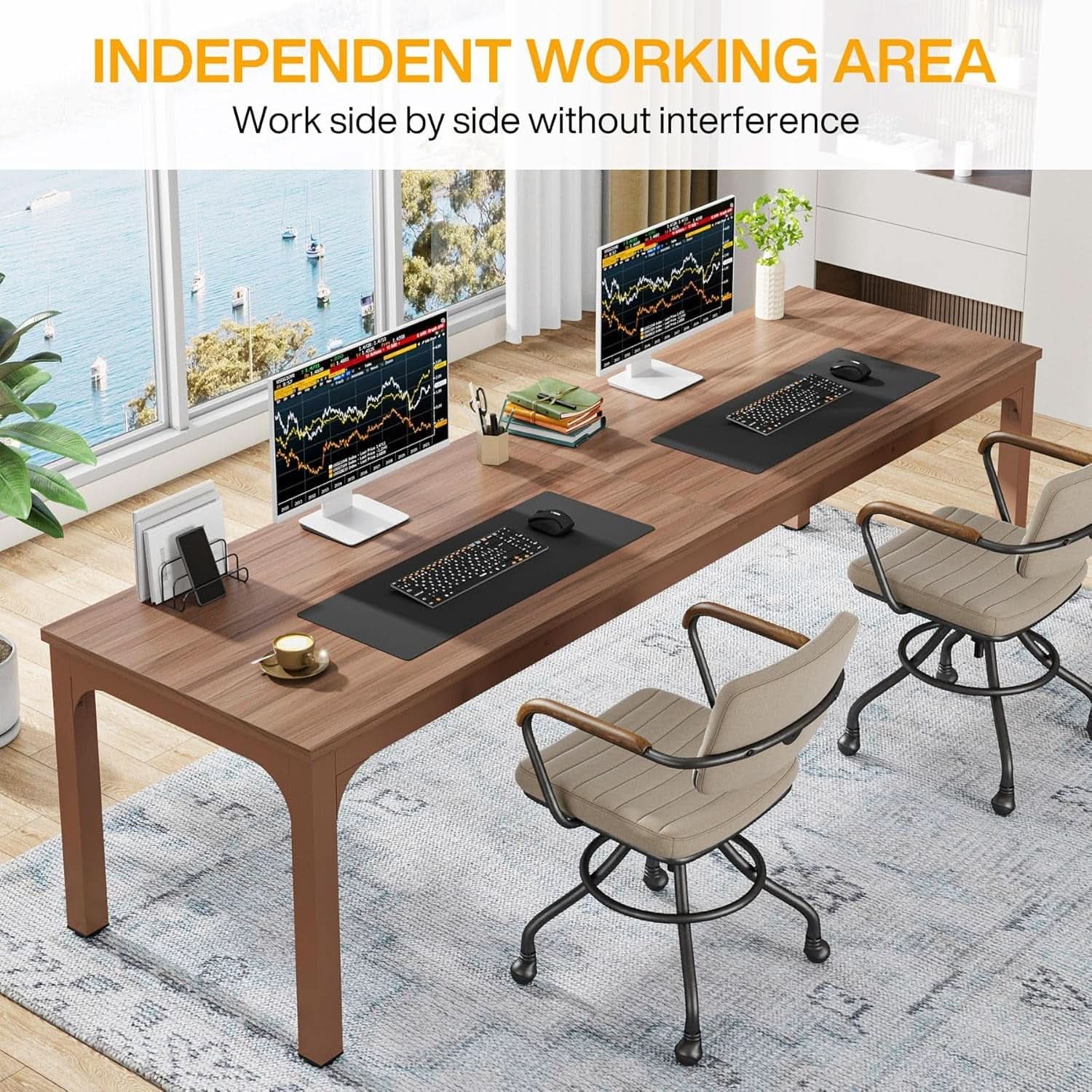 78.7 Inch Extra Long Two Person Computer Desk Home Office