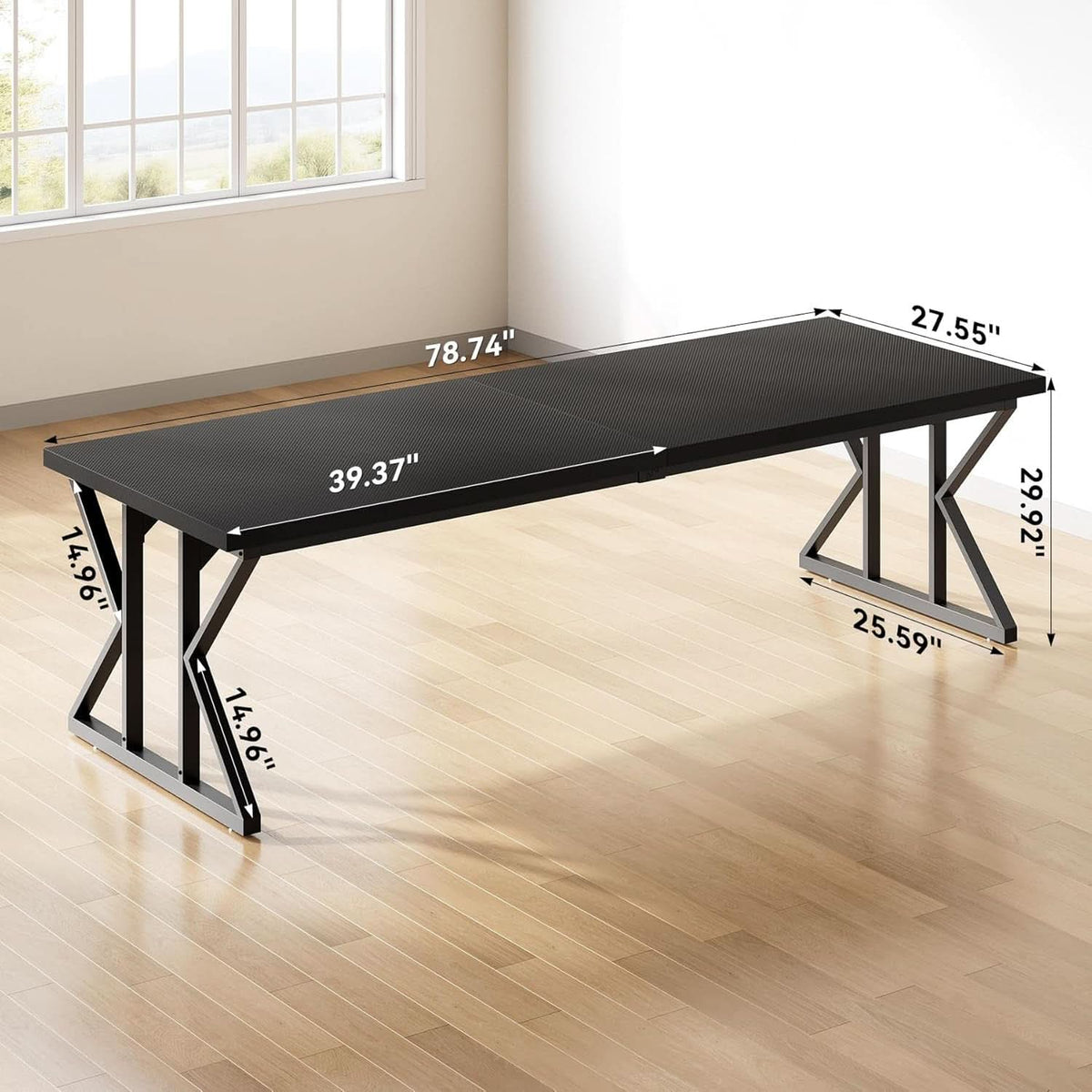 78.7 Inch Large Black Executive Desk Office Workstation
