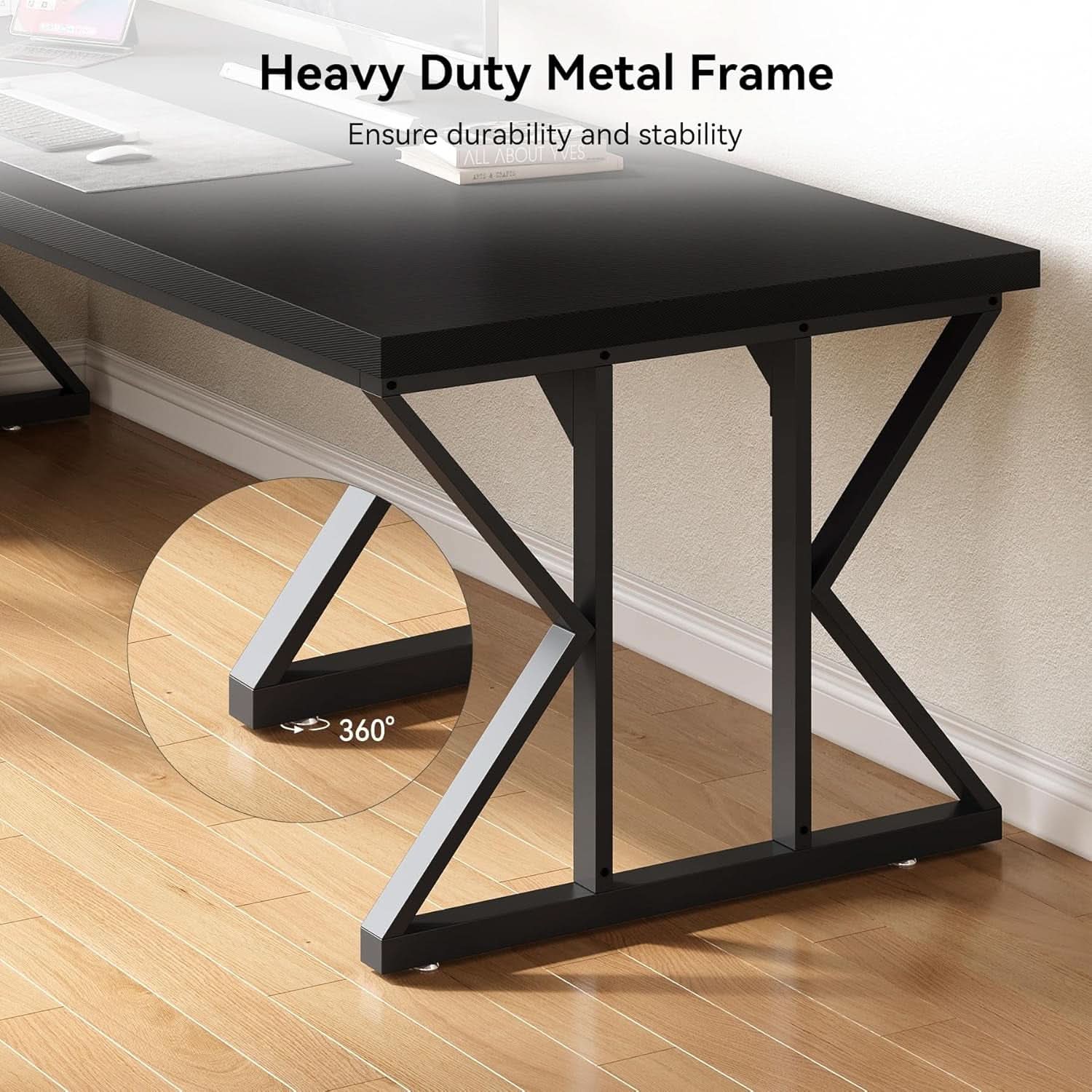 78.7 Inch Large Black Executive Desk Office Workstation