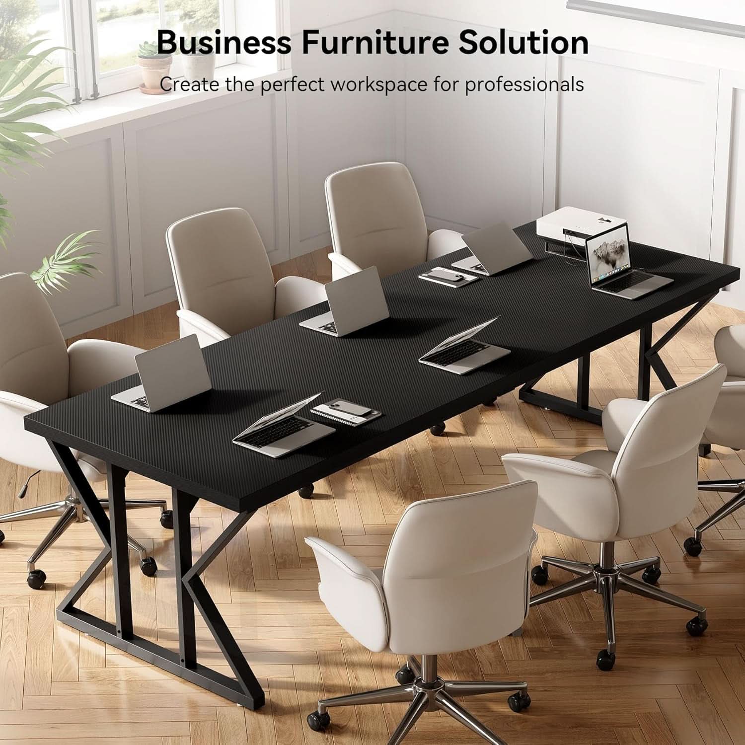 78.7 Inch Large Black Executive Desk Office Workstation