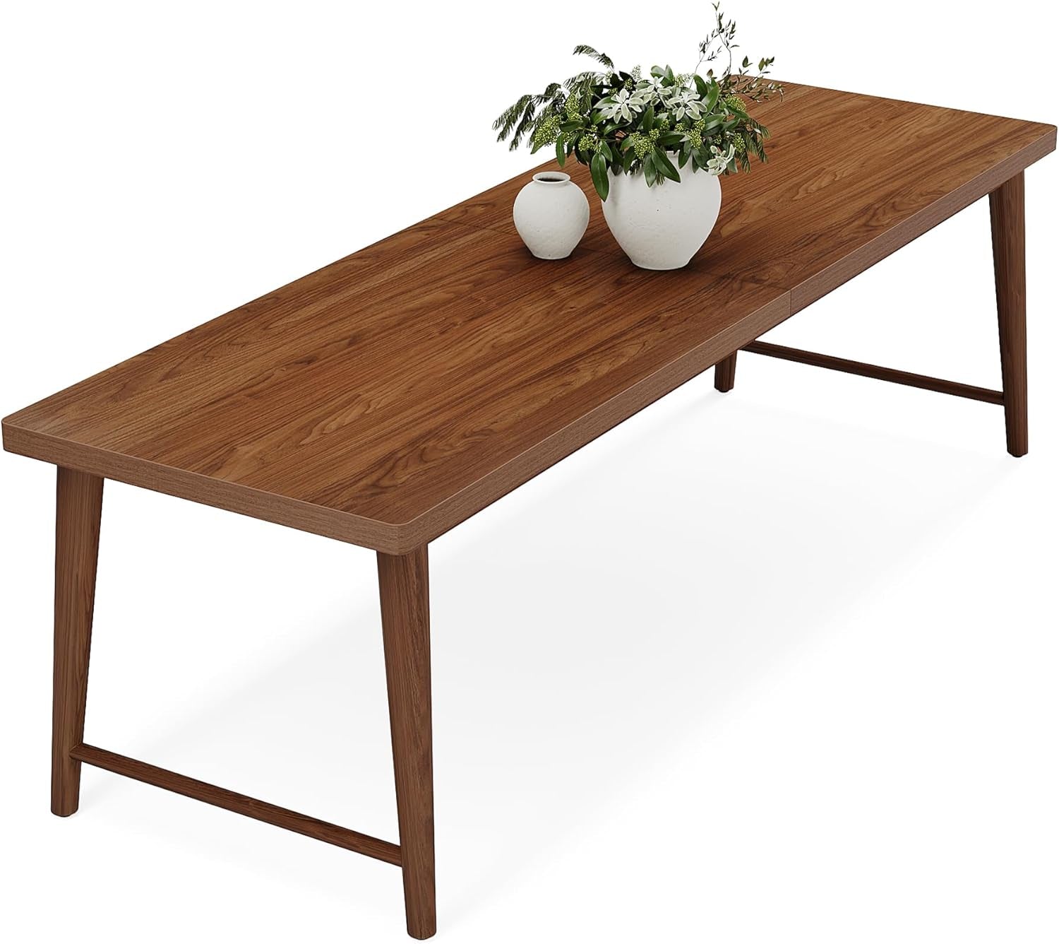 78.7 Inch Walnut Dining Table With Metal Legs Mid Century