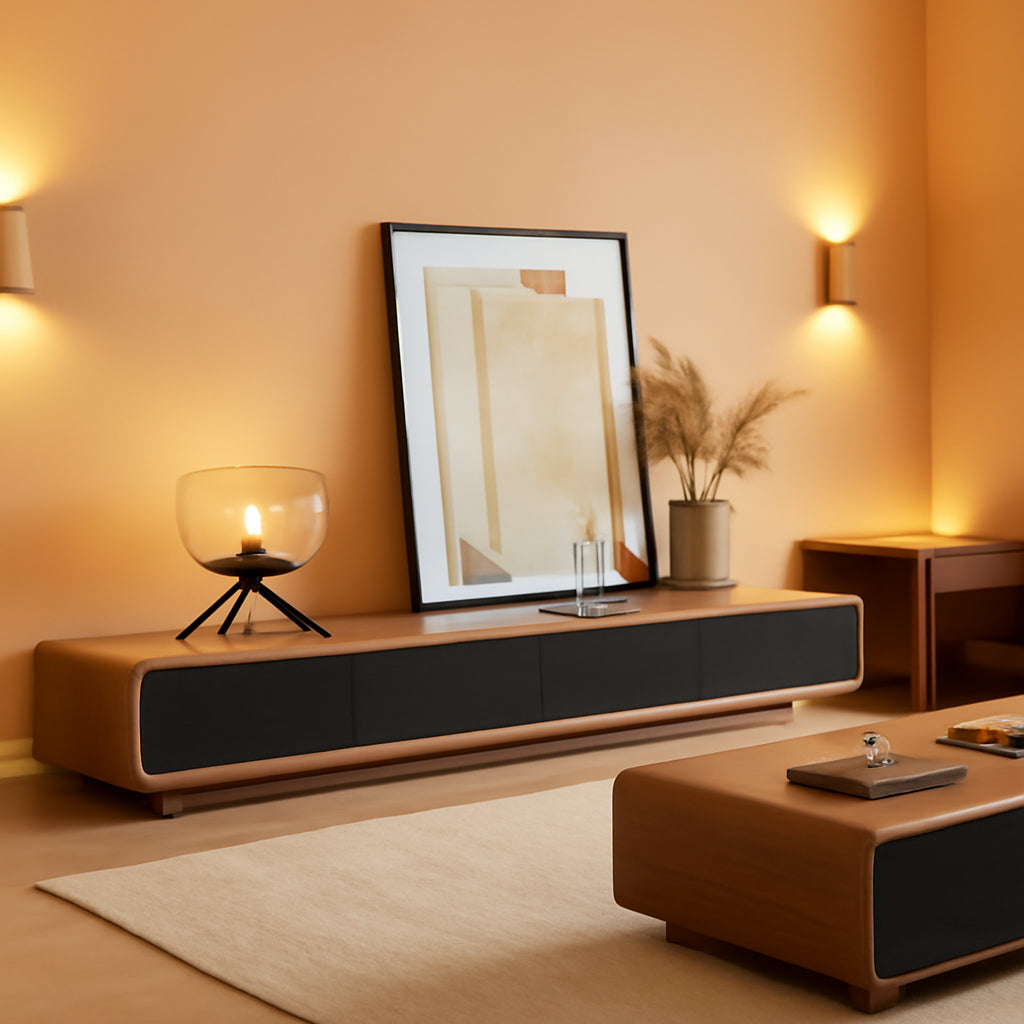78.74 Inch Modern TV Stand With 4 Drawers Black Walnut