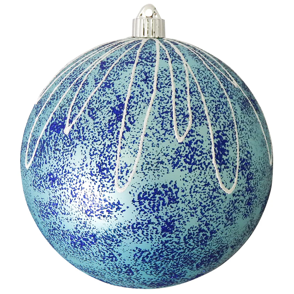 8" (200mm) Commercial Shatterproof Ball Ornament - Serenity with Sponged Glitter