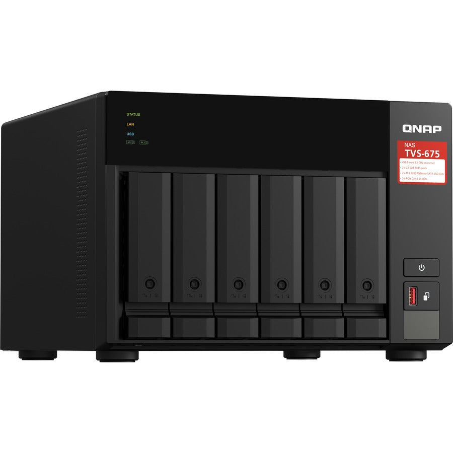 8-Bay NAS Zhaoxin KX-U6580 2.5GbE Network Storage - M.2 SSD Caching iSCSI Server | TecISoft TVS-675-8G-US