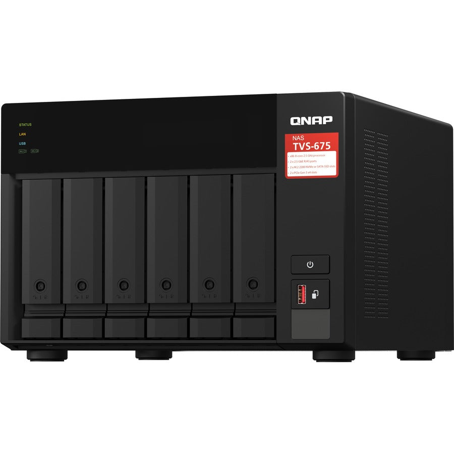 8-Bay NAS Zhaoxin KX-U6580 2.5GbE Network Storage - M.2 SSD Caching iSCSI Server | TecISoft TVS-675-8G-US