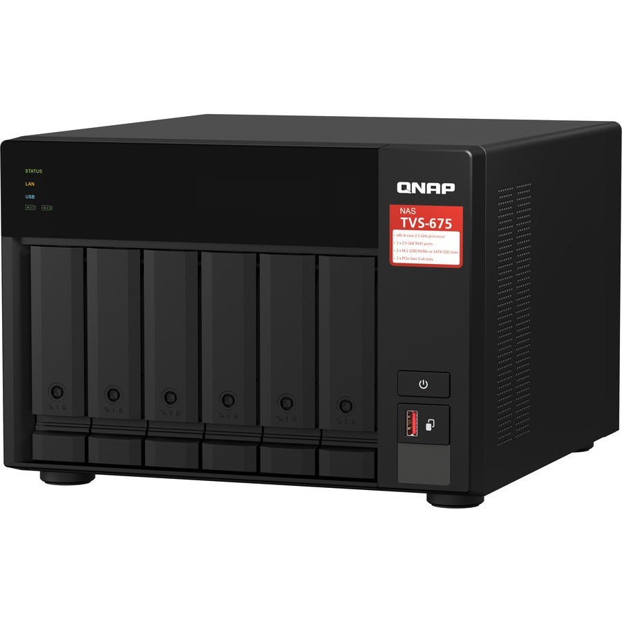 8-Bay NAS Zhaoxin KX-U6580 2.5GbE Network Storage - M.2 SSD Caching iSCSI Server | TecISoft TVS-675-8G-US