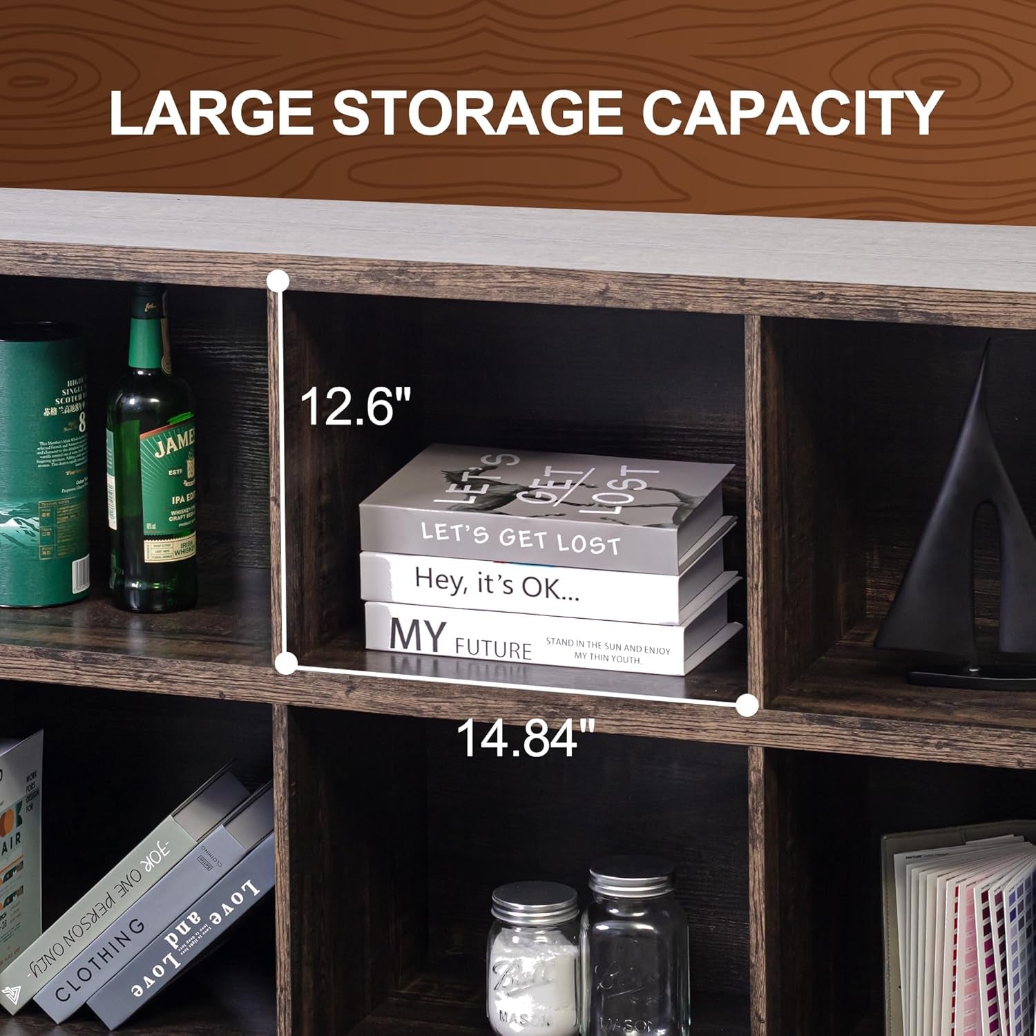 8 Cube Storage Bookshelf Organizer Dark Grey 63 Inches