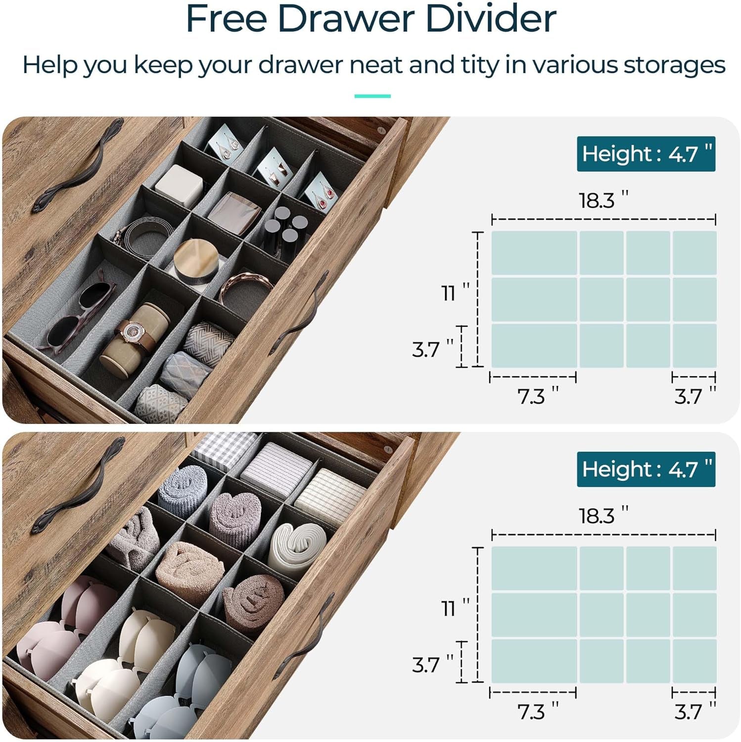 8 Drawer Dresser Brown Modern Wood Storage Chest Bedroom