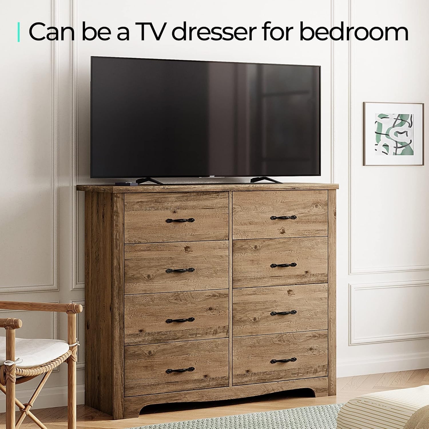 8 Drawer Dresser Brown Modern Wood Storage Chest Bedroom