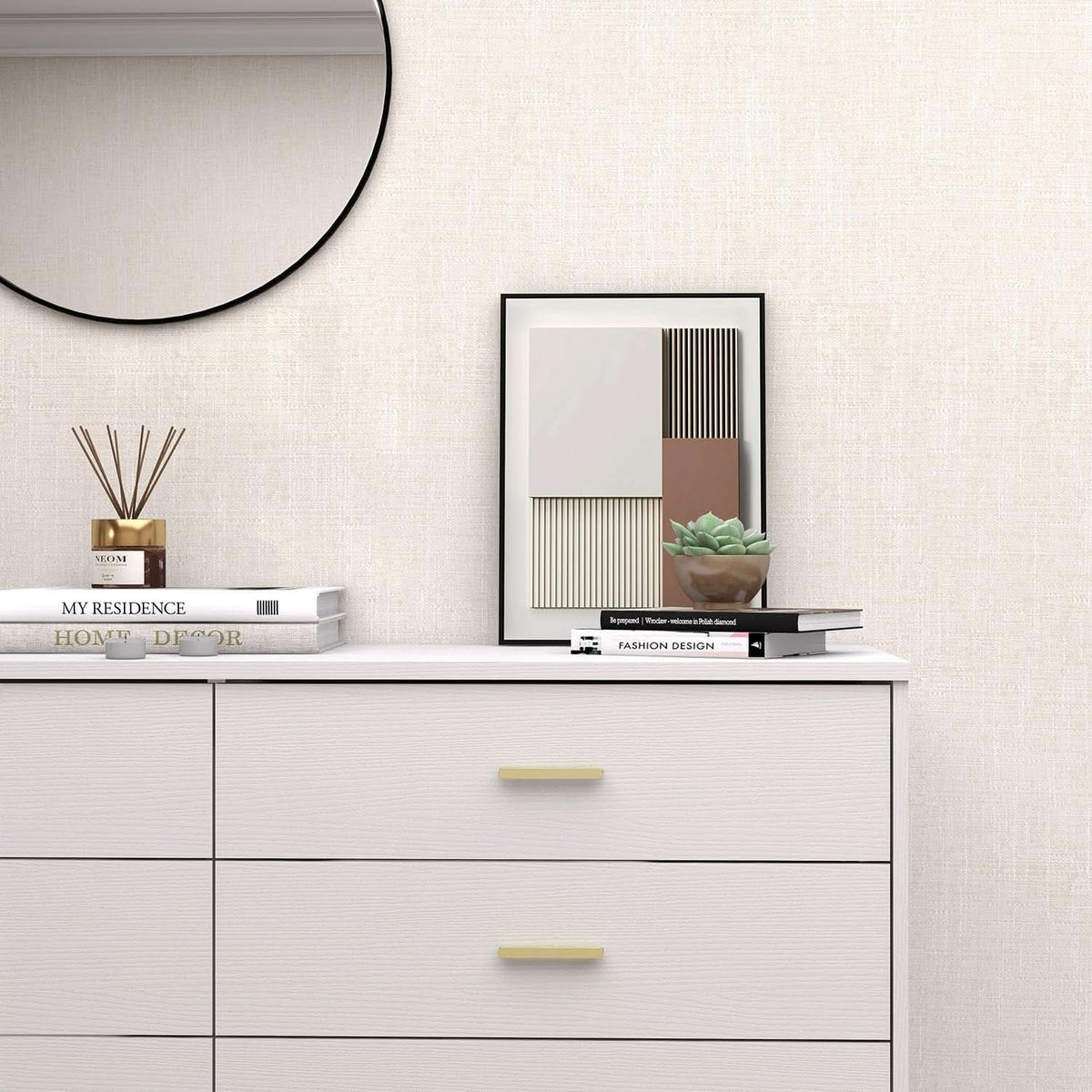 8 Drawer White Wood Lateral Dresser With Gold Handles