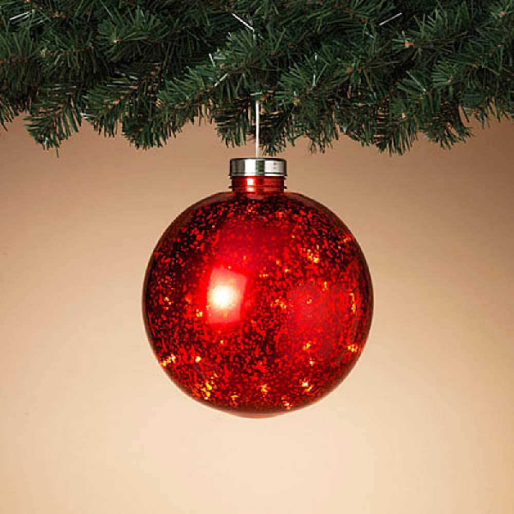 8" Lighted Mercury Plastic Ornament - Gold
