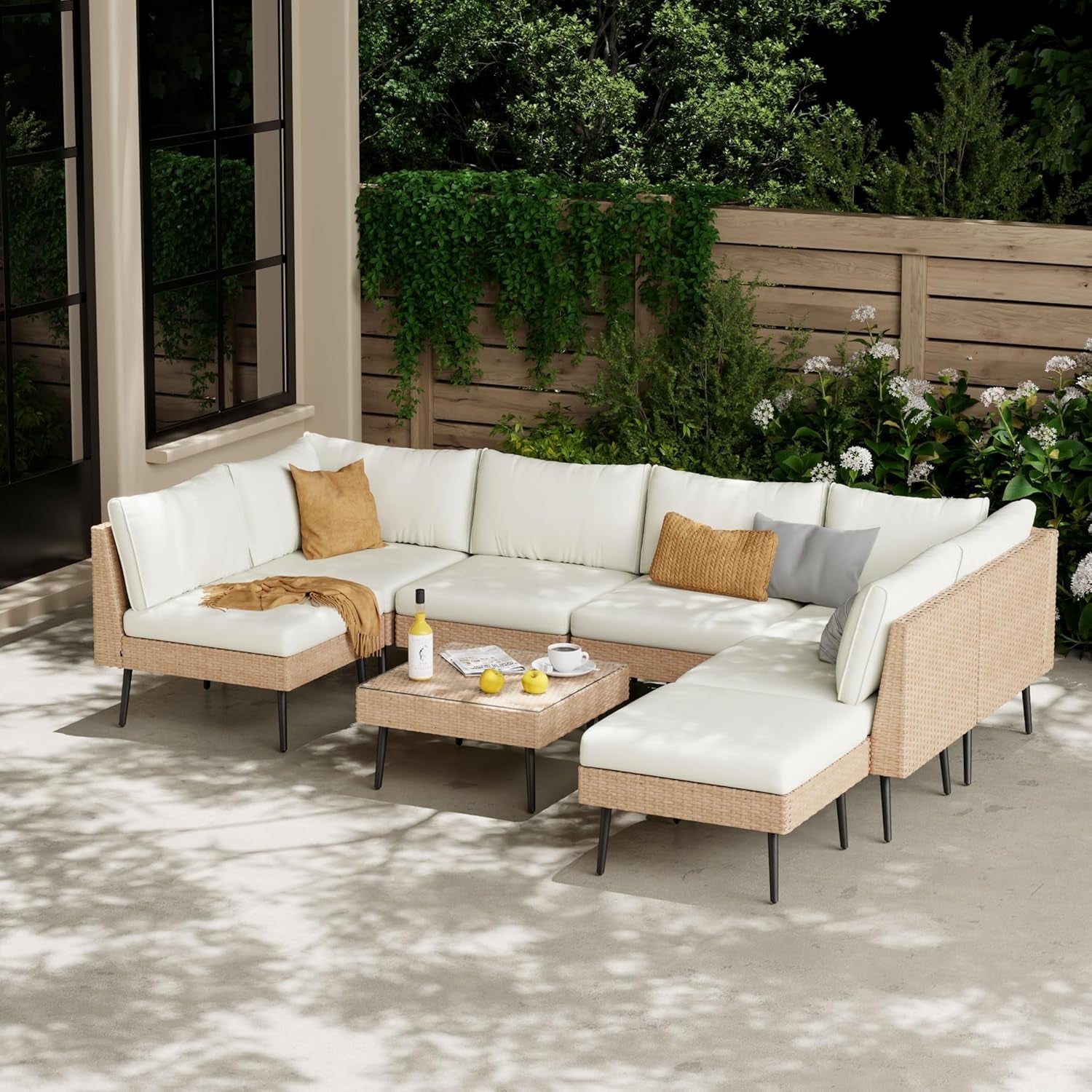 8 Piece Outdoor Patio Sectional Set With Waterproof Cover