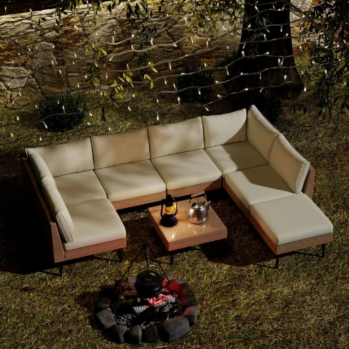8 Piece Outdoor Patio Sectional Set With Waterproof Cover