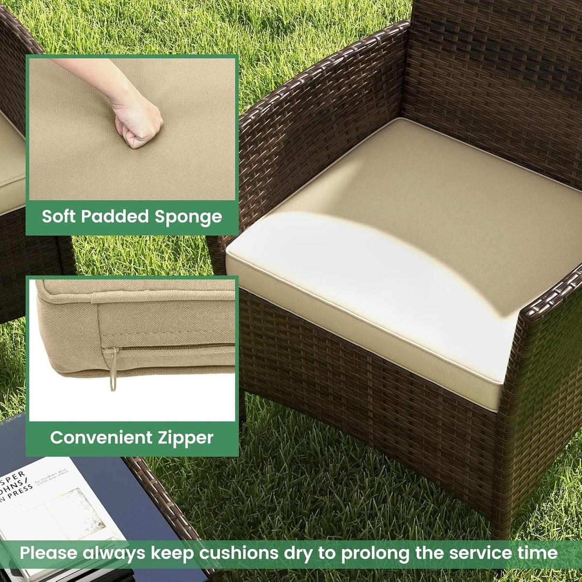 8-Piece Rattan Patio Furniture Set With Cushions