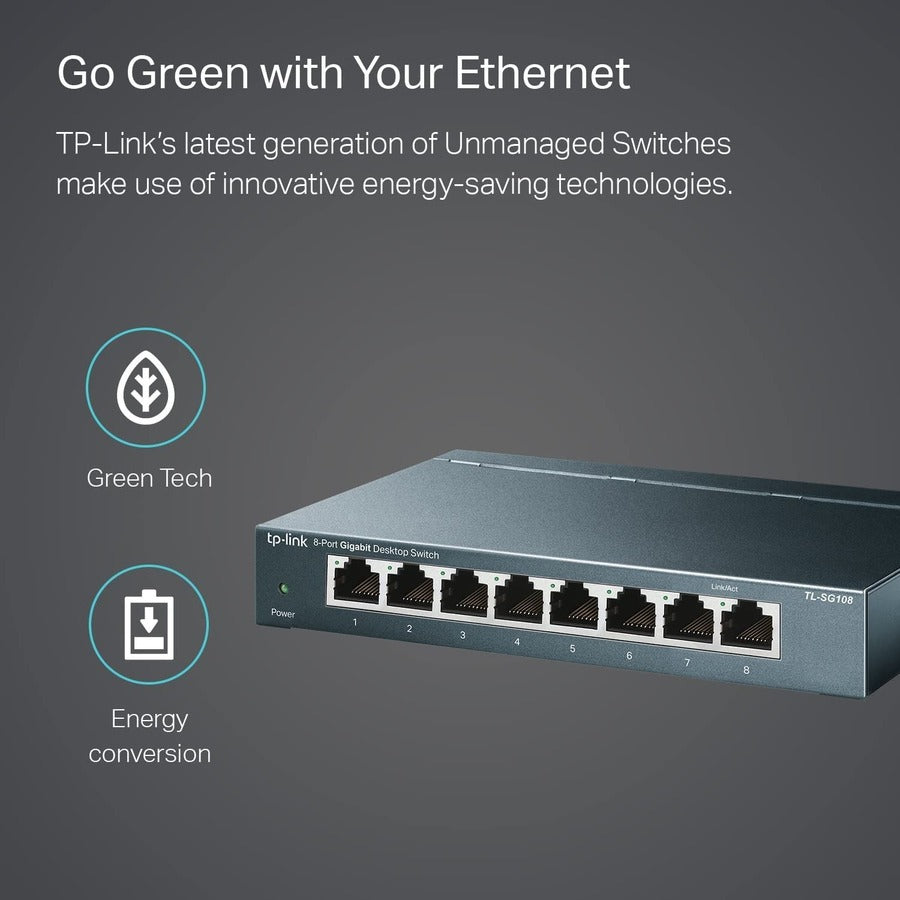 8-Port Gigabit Desktop Switch - Unmanaged Metal Housing | TP-LINK TL-SG108