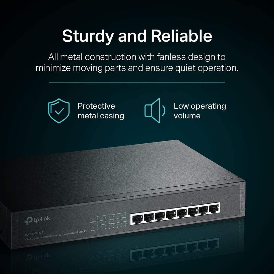 8-Port Gigabit Desktop/Rackmount Switch with 8-Port PoE+ - TP-Link TL-SG1008MP