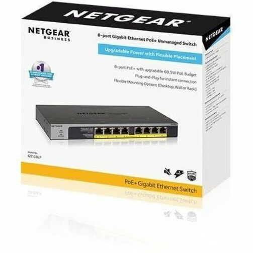 8-Port PoE+ Switch - Netgear GS108LP Unmanaged Gigabit | Tecisoft GS108LP-100NAS