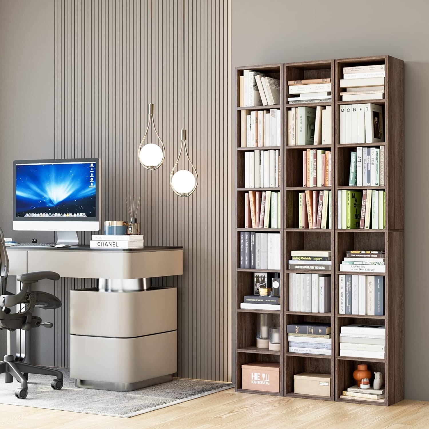 8 Tier Media Tower Rack Oak With Adjustable Shelves