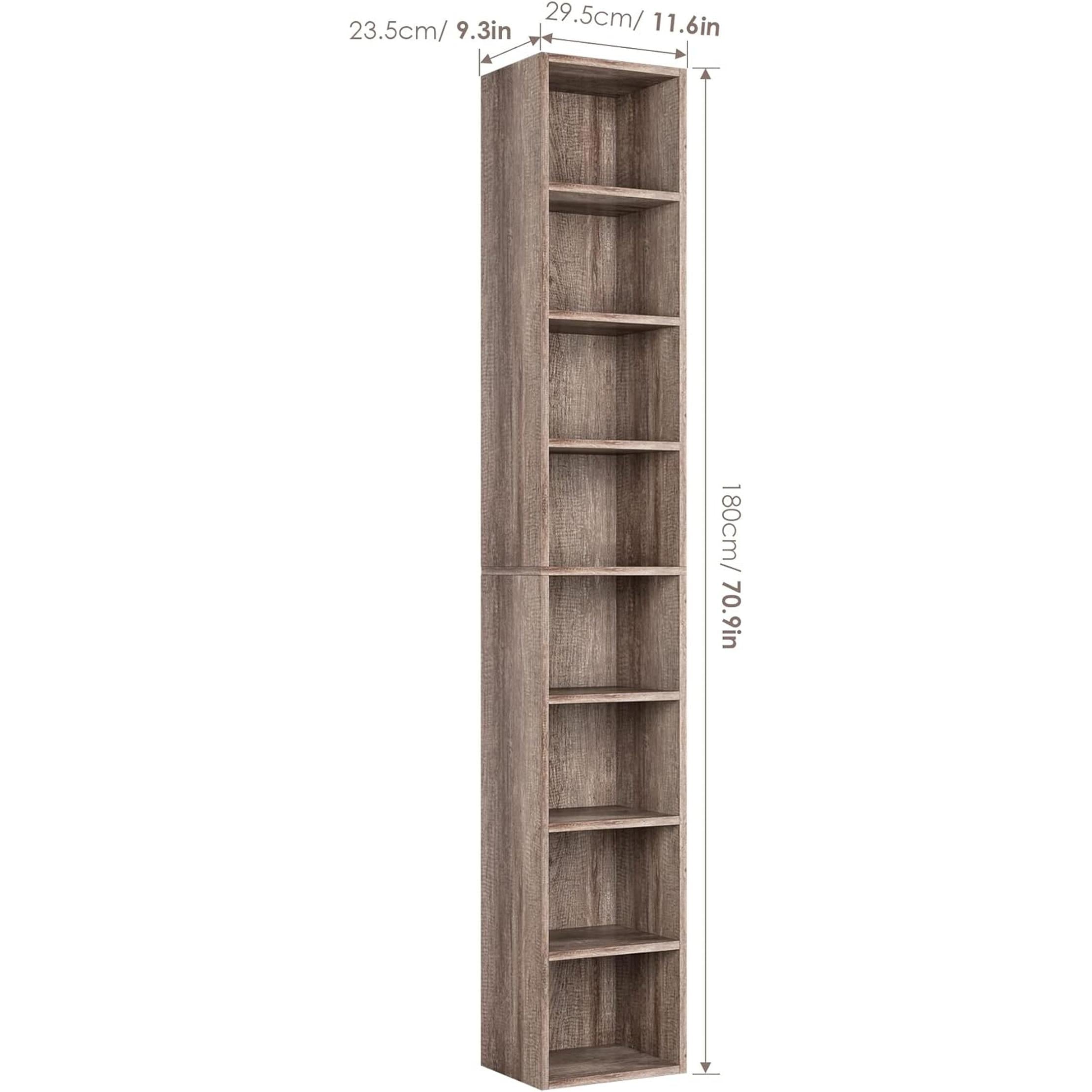 8 Tier Media Tower Rack Oak With Adjustable Shelves