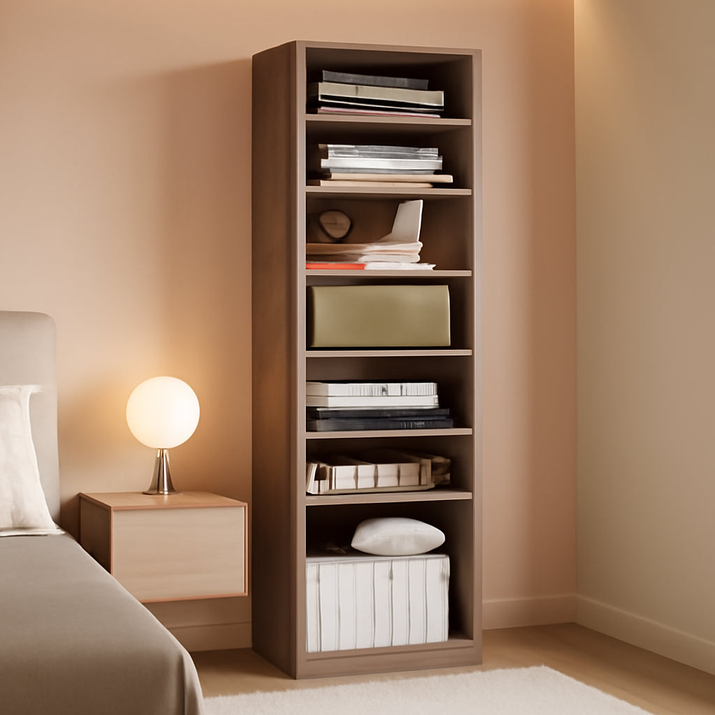 8 Tier Media Tower Rack Oak With Adjustable Shelves