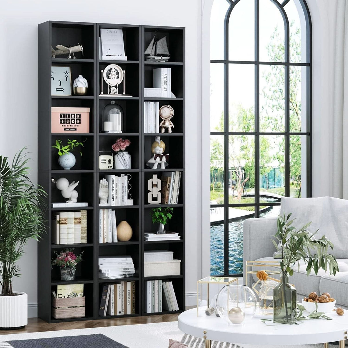8 Tier Media Tower Rack With Adjustable Shelves Black 70 Inch Tall