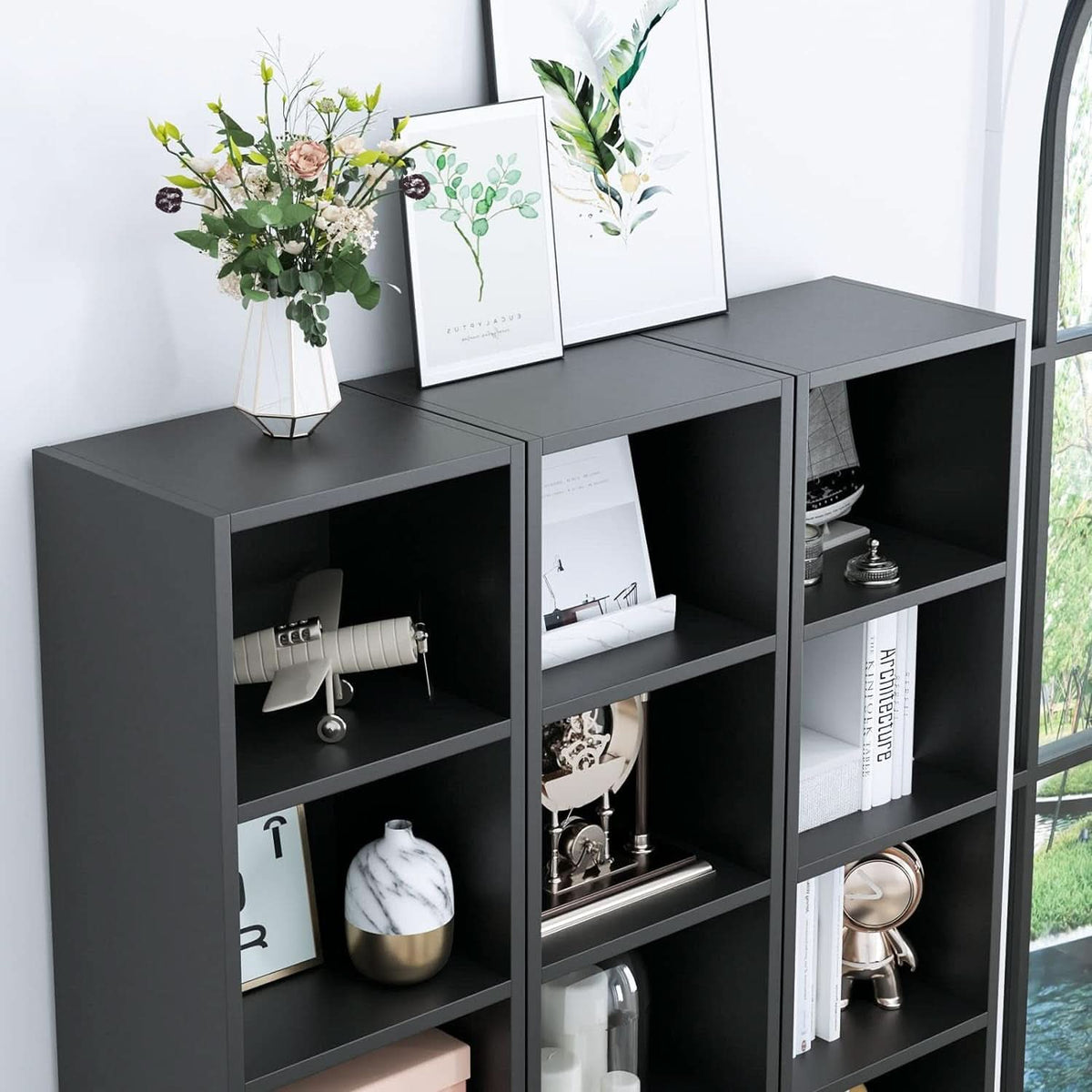 8 Tier Media Tower Rack With Adjustable Shelves Black 70 Inch Tall